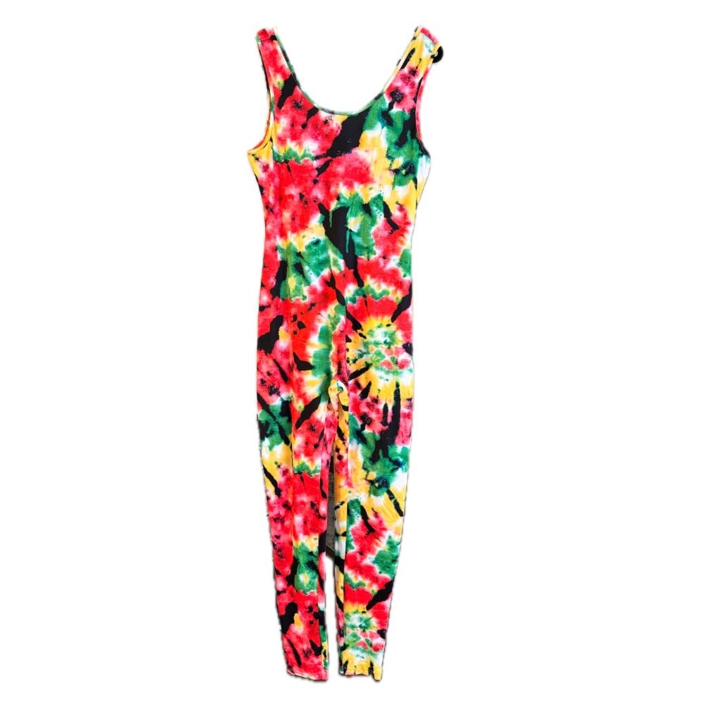 Akira, Red, Pink, Green, Yellow Tie Dye Jumpsuit, Size L